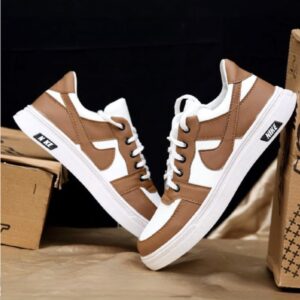 Men's Brown and White Casual Sneakers